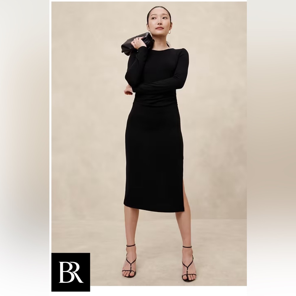 Banana Republic Soft Luxe Black Long Sleeve Dress